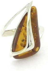 Amber Art 'Thorn' Design Sterling Silver and Cognac Baltic Amber Ring