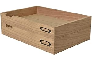 KIRIGEN Organizer da scrivania in legno, impilabile, set da 2 pezzi, per ufficio, desktop, documenti in legno, a due livelli, impilabili, per scrivania, colore naturale