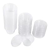 Lot de 50 tasses jetables en plastique transparent pour la sauce, conserver la nourriture avec couvercle, Plastique, 2OZ