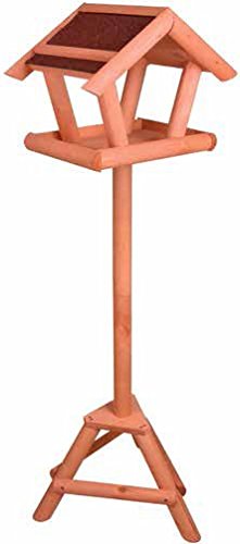 mgc24® Vogelfutterhaus mit Ständer Bird Restaurant - Futterstelle für Wildvögel aus Kiefernholz, rot