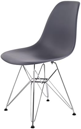 HNNHOME Eames Inspired Eiffel DSR Dining Plastic Chairs Modern Lounge Office Furniture Panton (Steel Grey)