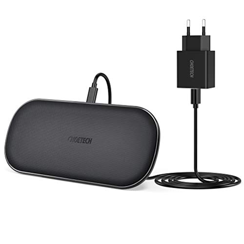 CHOETECH Doppio Caricatore Wireless 5 Bobine con QC 3.0 Adattatore Ricarica Wireless Veloce 10W per Galaxy S10/S9/S9 +/S8/S8 +/Note 8, 7.5W Fast Wireless Charger per iPhone 11/11 Pro/XSXR/X/8/8 Plus