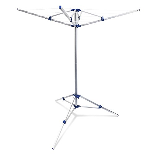 Relaxdays Wäschespinne 15 m H x B x T: ca. 162 x 113,5 x 109 cm mobiler Wäscheständer mit Standfuß und 4 Seiten zum Zusammenklappen und Tragen aus Aluminium für Garten, Balkon und Camping, silber - 2