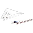 Isomars Adjustable Set Square 10" & Triangular Ruler 12 Inch Combo (T4)