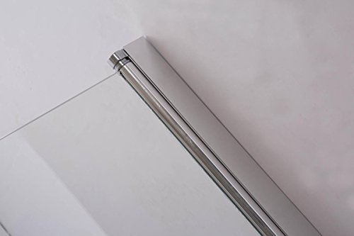 CLP Duschabtrennung Badewanne, Badewannenaufsatz NANO Echt Glas (ESG Sicherheitsglas) faltbar, 2 teilig, ca. 130 x 110 cm Klarglas/Milchglas – gestreift, Anschlag: Rechts - 8