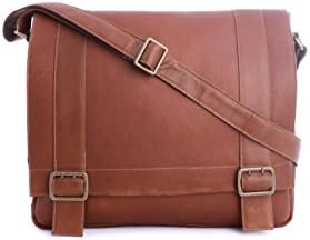 Handmade in Colombia Genuine Natural Vaqueta Leather, Classic Laptop/Messenger Unisex Cross Body Shoulder Bag (Tan)