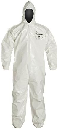 DuPont Tychem SL127B SL Disposable Coverall with Hood &amp; Elastic Cuffs, White (4X-Large) by Tychem SL
