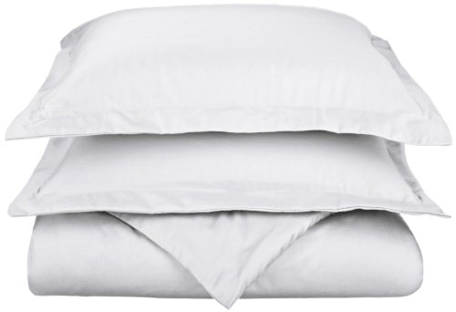 Superior 800 Thread Count Soft and Wrinkle Resistant 3-Piece Duvet Cover Set with Oxford Pillowcases, Cotton Blend, Super-King, White