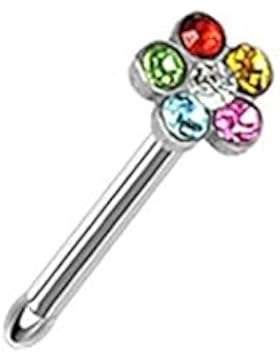 Paula & Fritz® Nasenpiercing aus Edelstahl Chirurgenstahl 316L Stecker mit Blu...