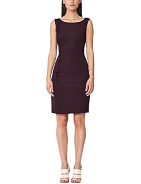 s.Oliver BLACK LABEL Damen Etui Kleid mit Volant, Knielang, Einfarbig