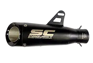 Open Throttle Racers Side Cross Cut Tip 51 MM Stainless Steel Cone style Universal Slip-On Without DB Killer Short Size Black