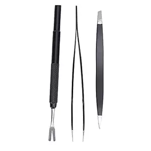 Stainless Steel Tick Remover Kit, Tick Remover Tweezers Tick Remover Tool Set Flea Tweezers Completely Remove Ticks with Removal Fork for Pet for Tick Remover