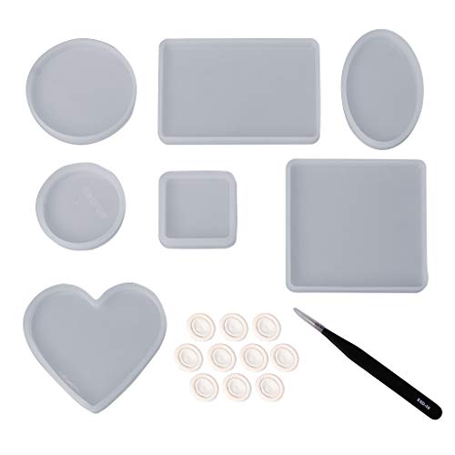 Mmnas 1 Set Silicone Mold Mirror Epoxy Resin Crafts Handmade Geometric Heart Shaped Square DIY Jewelry Making Findings Cake Decoration Home Tools