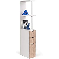 IDMarket - Meuble WC étagère bois 3 portes coloris hêtre gain de place pour toilettes
