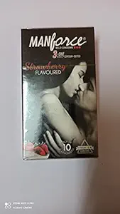 Manforce 3 in 1 (Ribbed, Contour, Dotted) Wild Strawberry Flavoured Condoms - 10 Pieces
