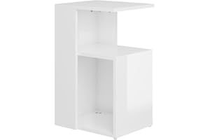 vidaXL Mesa Auxiliar Muebles Mobiliario Sofá Café Centro Salón Sala de Estar Libros Estante Estable Decoración Contrachapada Blanco Brillo 36x30x56cm