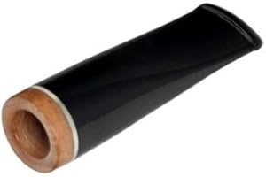 LUBINSKI Bocchino per sigaro toscano "Chubby" in metacrilato nero e sede in radica by Bollitopipe