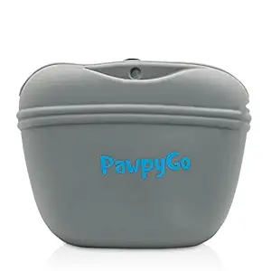 PawpyGo Dog Treat Pouch, Pet Training Food Dispenser with Waist Clip, Silicone Treat Pouch, Magnetic Closure, BPA Free, Fits 50 Small Treats