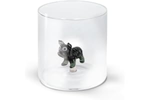 WD Lifestyle - Bicchiere in Vetro Borosilicato 250ml con Decorazione in Vetro Colorato Interna (Bulldog)