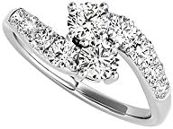 Cute Little Hug Swirl Pattern Two Stone Diamonds Ring