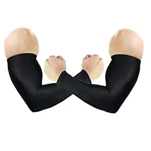SAKAR Arm Sleeves for men and women No Rashes Pure Cotton No Harmful Ultra Thin Arm Sleeves for Sun Protection Bike Riding Sports Athlete Gym Workout (Black)