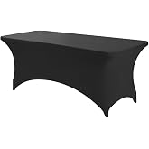 ANNAFRIS Rectangular Stretch Tablecloth 6FT, 72x76x76cm(Black) | Beauty Bedding Polyester for Weddings, Parties, Wrinkle Resi