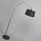 QAZQA Modern Bogenleuchte/Bogenlampe / Lampe/Leuchte Arc schwarz mit schwarzem Stoffschirm/Innenbeleuchtung / Wohnzimmer/Schlafzimmer Metall/Textil / Rund LED geeignet E27 Max. 1 x 20 Watt - 4