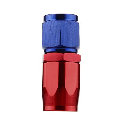 Preisvergleich Produktbild Kongqiabona 0 Grad Gerade Swivel Öl / Kraftstoff / Gasleitung Schlauchende Wiederverwendbare Fitting Adapter Universal Aluminiumlegierung Male Fitting (rot & blau AN4)