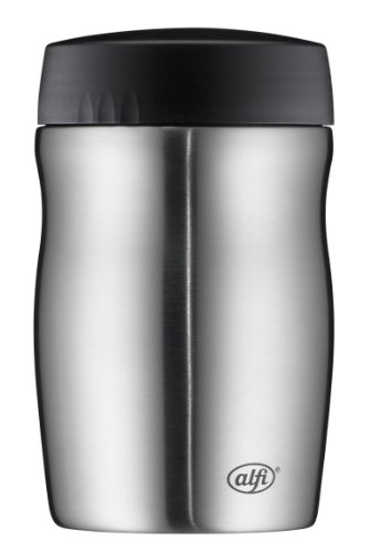 alfi 0637.205.050 Isolier-Speisegefäß foodMug, Edelstahl mattiert 0,5 l, Essensbehälter, 6 Stunden heiß, 12 Stunden kalt