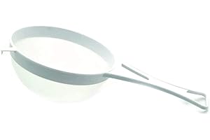 SAPPHIRE'S CHOICE Sapphire’s Choice 12cm Plastic Strainer, Multi-Purpose Fine Nylon Mesh Sieve, Mesh Strainer for Baking, Non-Corrosive Fine mesh Sieve, Tea Colander(White) (12cm)