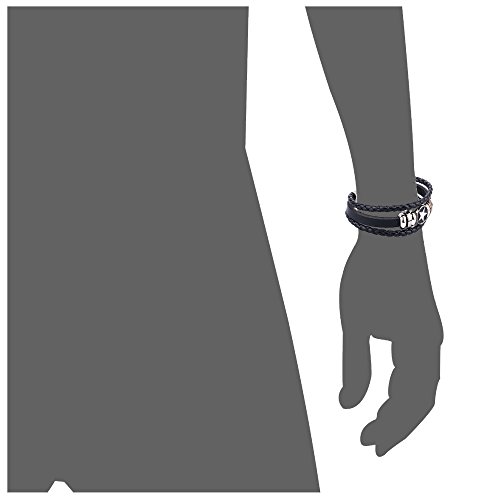 Pridot Freundschaft Bänder Accessoires Schwarz Unisex Leder Armband Stern Perlen Armreif Tribal Cuff mit Retro Legierung Haken - 4