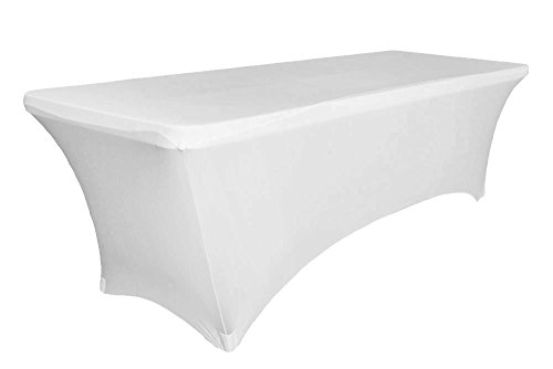 6 ft Rectangular elástico tablecloth-spandex lino Tight Fit Funda para mesa para DJ, ferias, exposiciones, proveedores, bodas, joyas partes, presentaciones profesionales, quioscos etc.