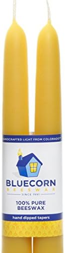 Bluecorn Naturals 100% Pure Raw Beeswax Tapers 12" - Bulk (8 Tapers) Save $14