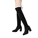 Produktbild Geili Damen Stiefel Overknees mit Blockabsatz Schleifen Frauen Elegante Wildleder Schnüren Plateau High Boots Winterschuhe Langschaft High Heels Stiefel Schwarz