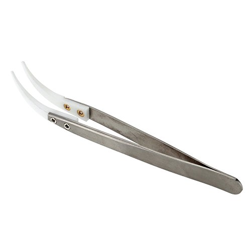 TOOGOO(R) Keramische Pinzette mit Edelstahl Handgriff Hitzebestaendige Geschwungene Korrosionsbestaendig Saeurebestaendig Spitzpinzette - 3