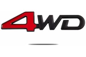 AUTOZOCO Emblema Adhesivo metálico 4WD, Insignia 4WD, Placa 4WD, Apto para Parte Trasera Autoadhesiva, Compatible con Toyota, Metálico, 12.5 cm x 3.1 cm, Color Rojo y Negro