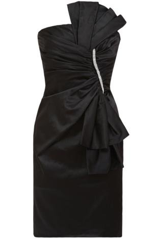 Black Satin Fan Cocktail Dress Size 8