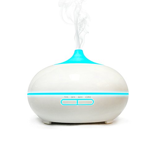 Aroma Diffuser, MaxTronic 300ML ätherisches Öl Diffusor Elektro Ultraschall Luftbefeuchter mit kühlem Nebel Aromatherapie mit 7 farbenwechselnde LED Licht, automatisch Zeitgeber und Wasserlos automatische Abschaltung Luftreiniger für Heim, Schlafzimmer, Babyzimmer, Spa, Yoga, Büro