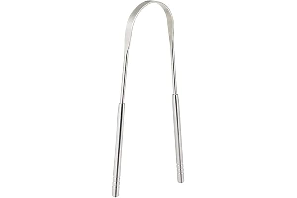Gratte-langue en, Forme de U Gratte-Langue en Acier Inoxydable en Métal Fait à la Main, Elimine la Mauvaise Haleine Brosses à langue de Soins Bucco-Dentaires
