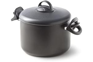 Accademia Mugnano Fuoco & Idee Pentola con Scolapasta, Resistente ed Antiaderente, Alluminio, Nero, Centimetri 22, 6 unità