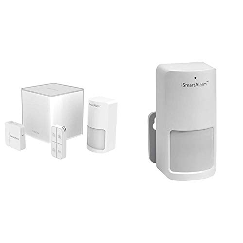 iSmart Alarm Paquete inteligente de seguridad para el estudios y apartamentos de 1 dormitorio, Blanco + iSmartAlarm PIR3G Move Detector - Kit de seguridad para el hogar