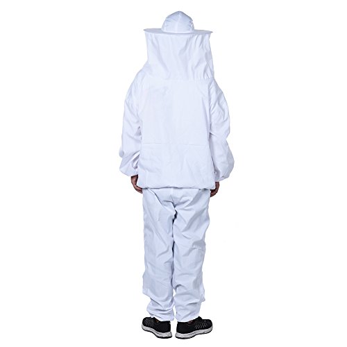 Imkeranzug Jacke und Hose mit Bienenhut und Schleier aus Polyesterfasern weiß - 5