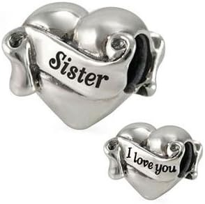 OHM I LOVE YOU SISTER Charm Bead 925 Sterling Silver Core OHM is Compatible with most European Charm Bracelets …