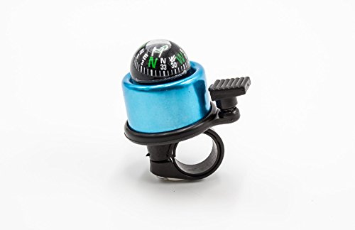 Preisvergleich Produktbild vhbw Fahrradklingel Schelle Glocke mit Kompass blau Aluminium / Kunststoff