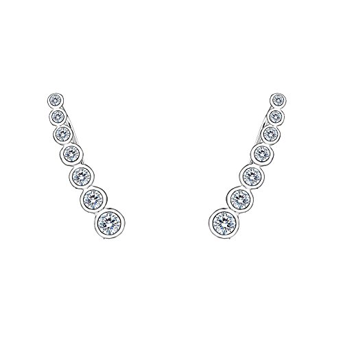 EVER FAITH® - 925 Plata Esterlina Redondo CZ Simple Oreja Envuelto Sweep Gancho Pendientes 1 Par Claro N07222-1