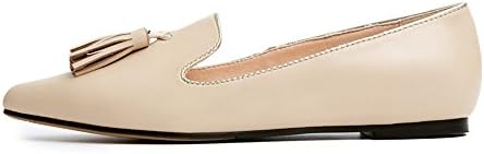 QXH Women's Shoes Sandals Shallow Mouth Pointed Flats Leather,Brown,35