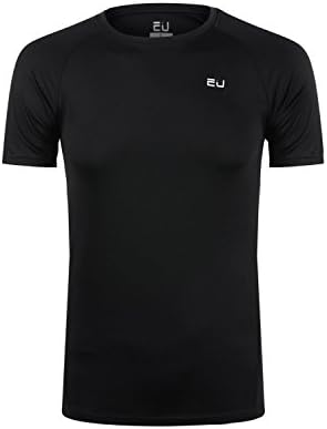 Zetti Mens Compression Sport Running Fitness Short Sleeve Crew Neck T Shirt - Black - XL Size