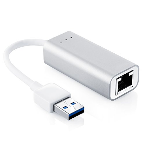 CSL - USB 3.0 Adattatore a RJ45 Ethernet LAN | 10/100/1000 Mbps Network | per Windows 10,8.1,8,7, Vista e XP,Mac OS X,Linux | argento / alluminio