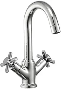 Drizzle Basin Mixer Corsa Brass Chrome Plated/Centre Hole Basin Mixer/Pillar Cock Tap/Water Mixer Tap For Wash Basin/Bathroom Tap/Quarter Turn Foam Flow Tap