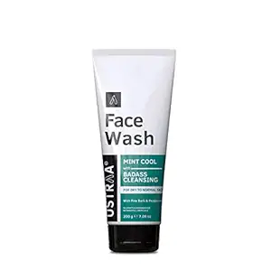 Ustraa Face Wash Dry Skin (Mint Cool) For Men - 200g - With Pine Bark Extract & Peppermint - No Sulphate & Paraben - For Intense Moisturization